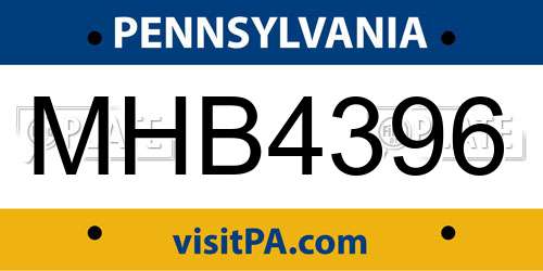 MHB4396 Pennsylvania License Plate