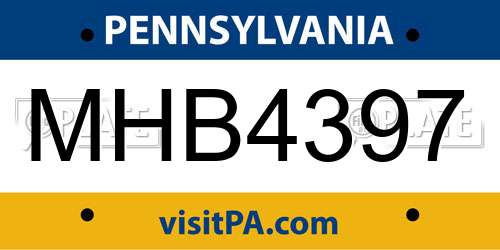 MHB4397 Pennsylvania License Plate