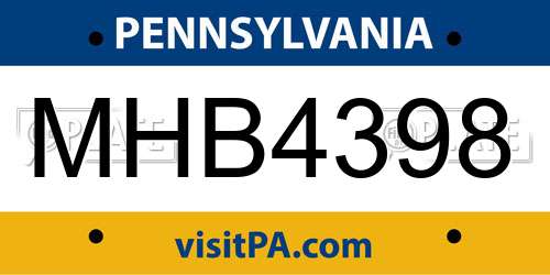 MHB4398 Pennsylvania License Plate