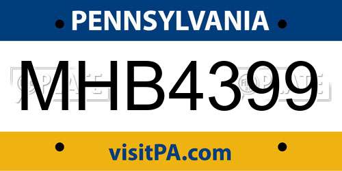 MHB4399 Pennsylvania License Plate