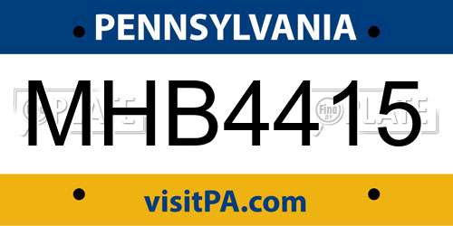 MHB4415 Pennsylvania License Plate