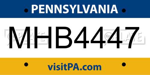 MHB4447 Pennsylvania License Plate