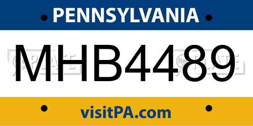 MHB4489 Pennsylvania License Plate