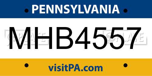 MHB4557 Pennsylvania License Plate