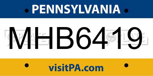 MHB6419 Pennsylvania License Plate