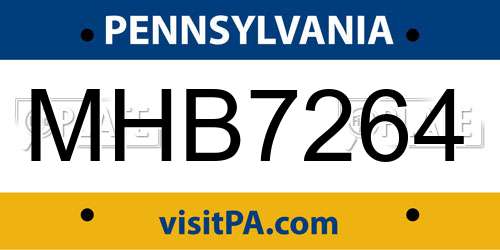 MHB7264 Pennsylvania License Plate