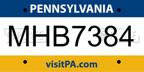 MHB7384 Pennsylvania License Plate