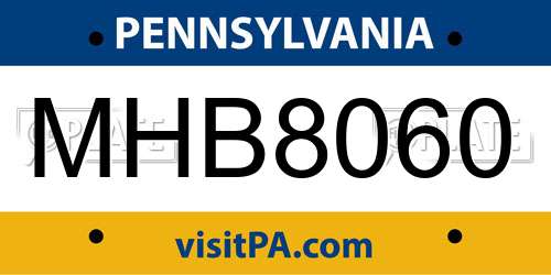 MHB8060 Pennsylvania License Plate