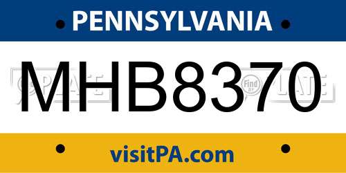 MHB8370 Pennsylvania License Plate