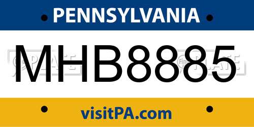 MHB8885 Pennsylvania License Plate