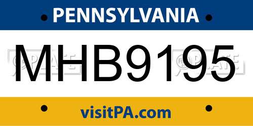 MHB9195 Pennsylvania License Plate