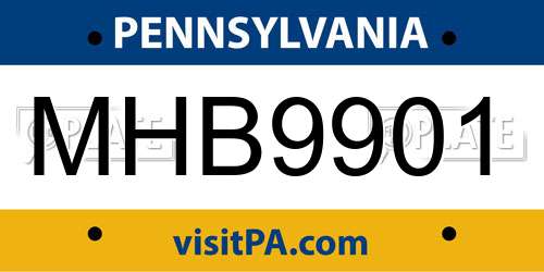 MHB9901 Pennsylvania License Plate