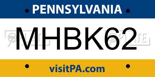 MHBK62 Pennsylvania License Plate