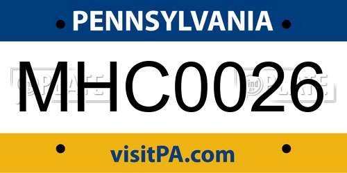 MHC0026 Pennsylvania License Plate