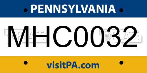 MHC0032 Pennsylvania License Plate