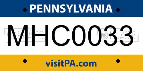 MHC0033 Pennsylvania License Plate
