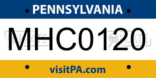 MHC0120 Pennsylvania License Plate