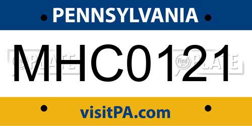 MHC0121 Pennsylvania License Plate