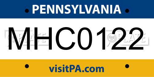 MHC0122 Pennsylvania License Plate