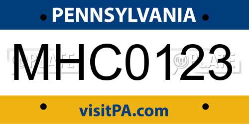 MHC0123 Pennsylvania License Plate