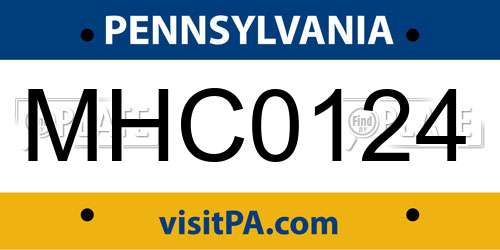 MHC0124 Pennsylvania License Plate