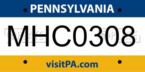 MHC0308 Pennsylvania License Plate