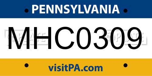 MHC0309 Pennsylvania License Plate