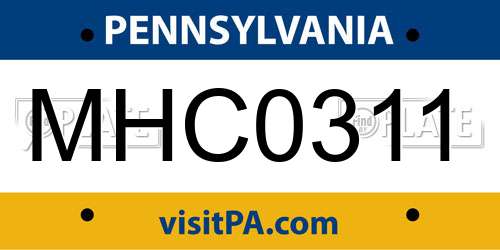 MHC0311 Pennsylvania License Plate