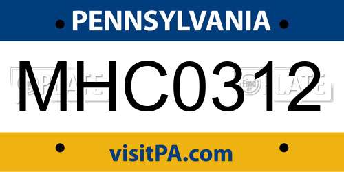 MHC0312 Pennsylvania License Plate