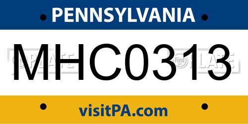 MHC0313 Pennsylvania License Plate