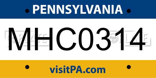 MHC0314 Pennsylvania License Plate