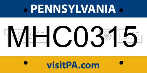 MHC0315 Pennsylvania License Plate