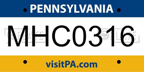 MHC0316 Pennsylvania License Plate