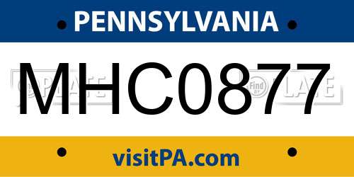 MHC0877 Pennsylvania License Plate