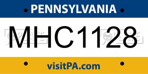 MHC1128 Pennsylvania License Plate