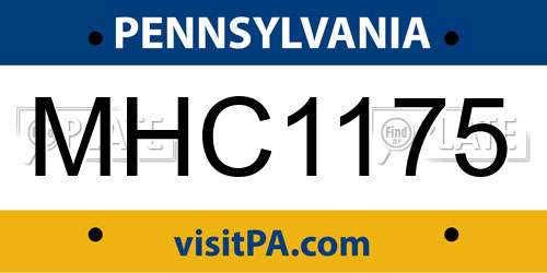 MHC1175 Pennsylvania License Plate
