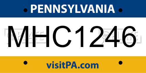 MHC1246 Pennsylvania License Plate
