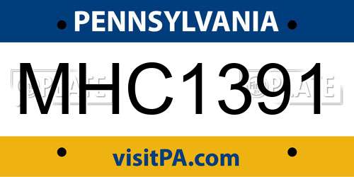 MHC1391 Pennsylvania License Plate