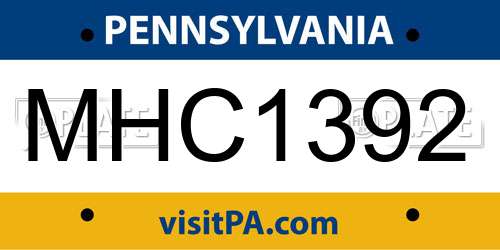 MHC1392 Pennsylvania License Plate