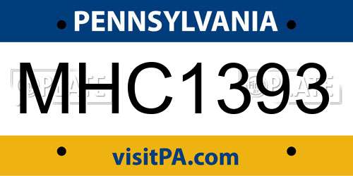 MHC1393 Pennsylvania License Plate