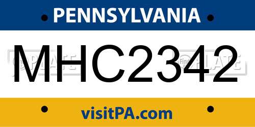 MHC2342 Pennsylvania License Plate
