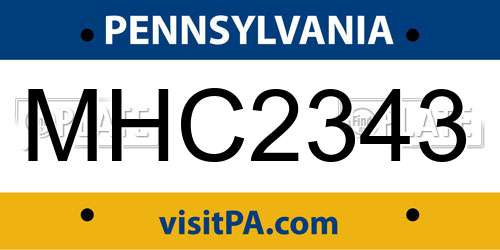 MHC2343 Pennsylvania License Plate