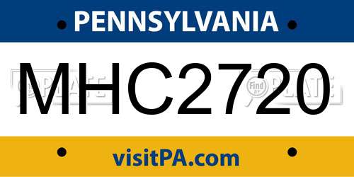 MHC2720 Pennsylvania License Plate