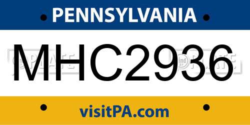 MHC2936 Pennsylvania License Plate