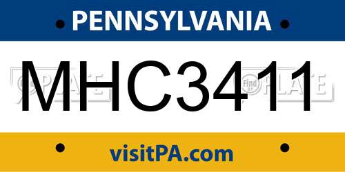 MHC3411 Pennsylvania License Plate
