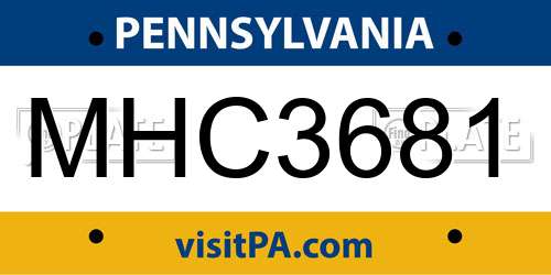 MHC3681 Pennsylvania License Plate