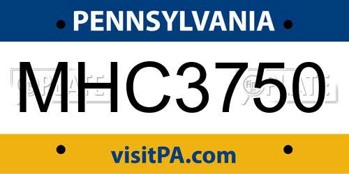 MHC3750 Pennsylvania License Plate