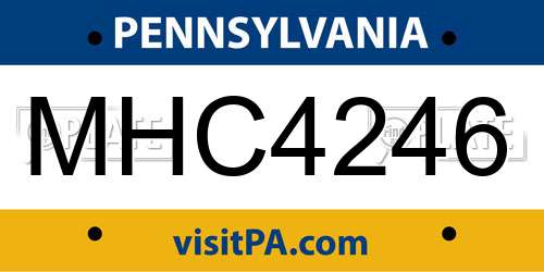 MHC4246 Pennsylvania License Plate