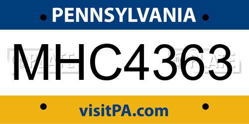 MHC4363 Pennsylvania License Plate