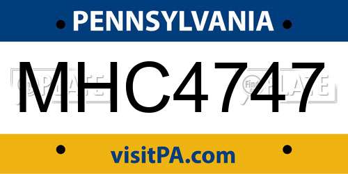 MHC4747 Pennsylvania License Plate